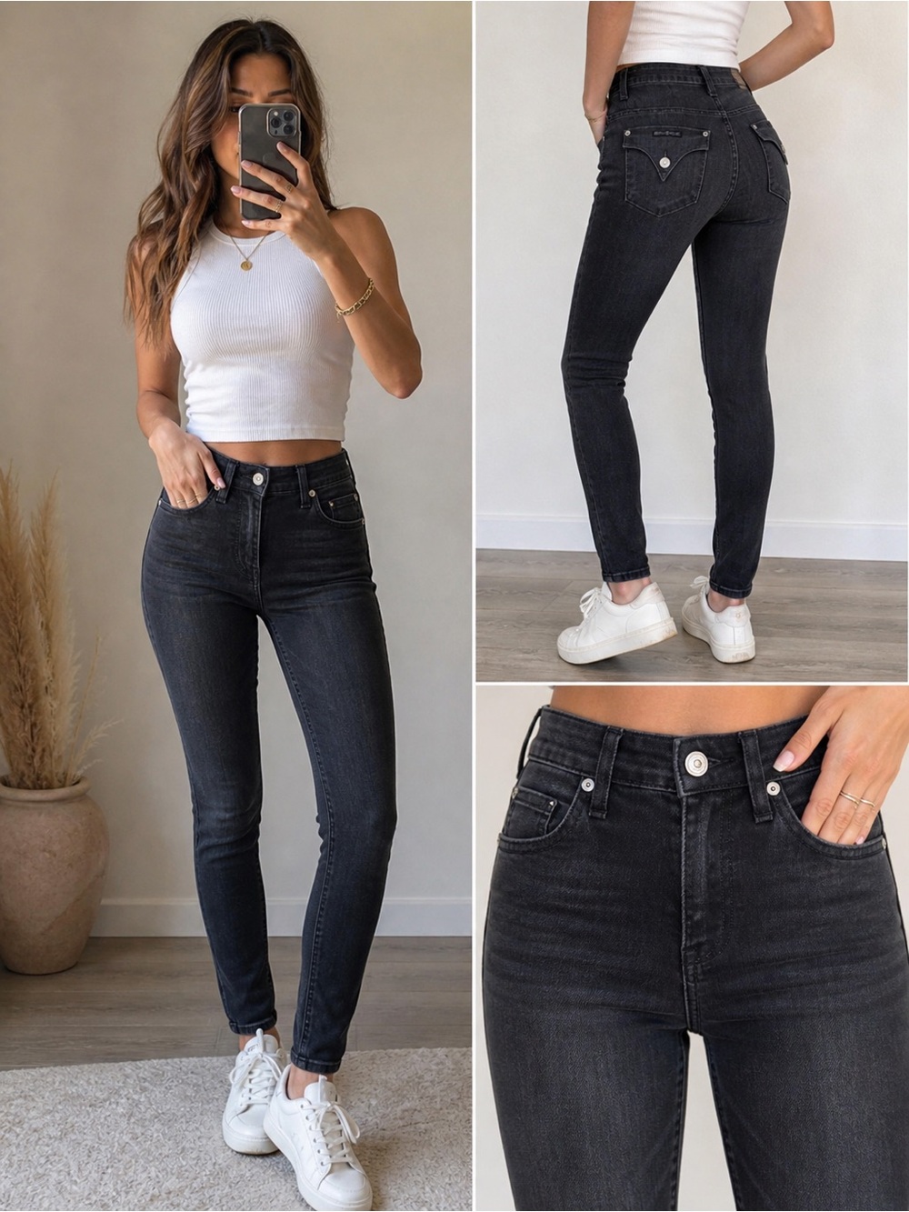 Hudson Lynne High Waist Super Skinny Jeans 24 Black Light Wash Y2K Premium Denim